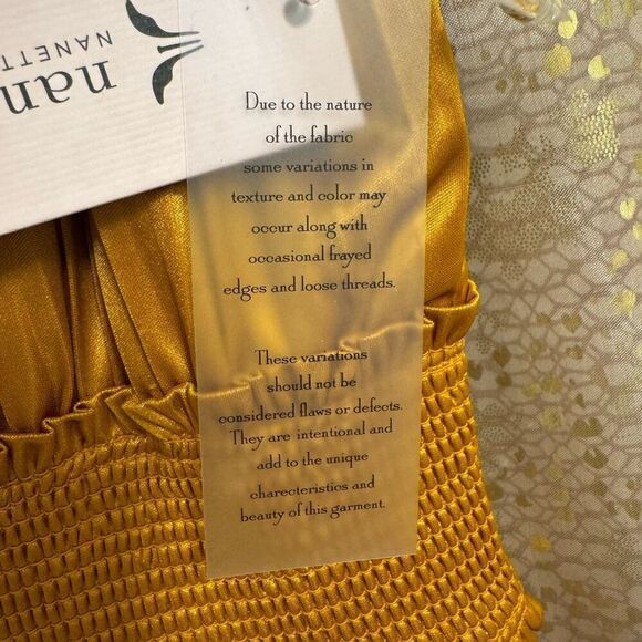 Nanette Lepore Medieval Gold Pleated High Neck Smocked Dress 2 NWT - Picture 5 of 8